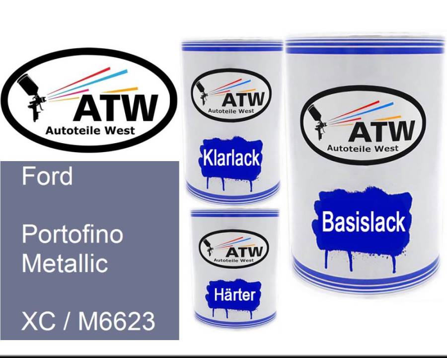 Ford, Portofino Metallic, XC / M6623: 500ml Lackdose + 500ml Klarlack + 250ml Härter - Set, von ATW Autoteile West.